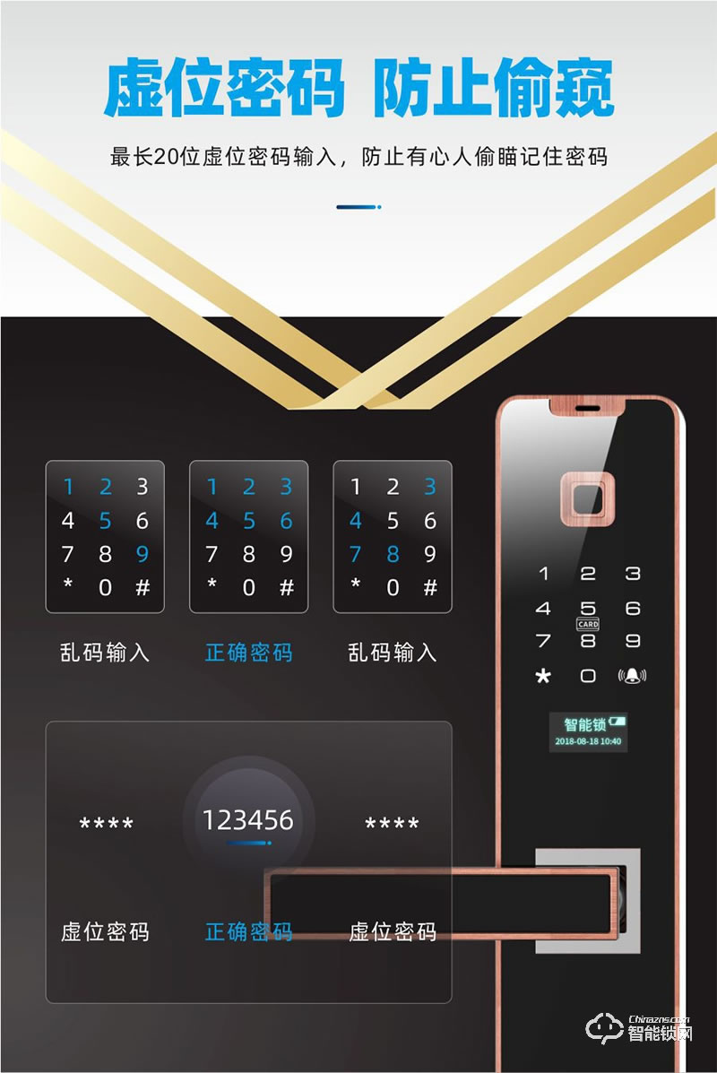 鸿兴福智能锁 A8001直板智能指纹锁
