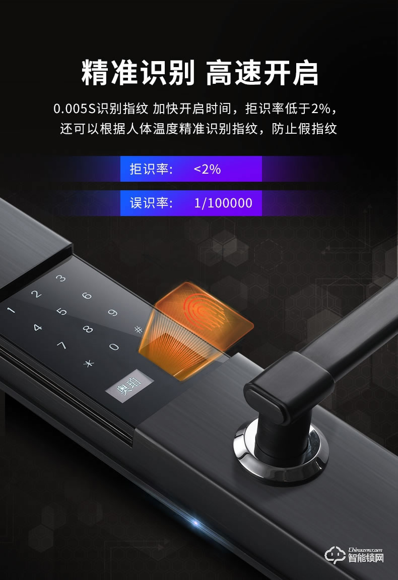奥珀智能锁 A5全自动电动滑盖指纹锁密码锁