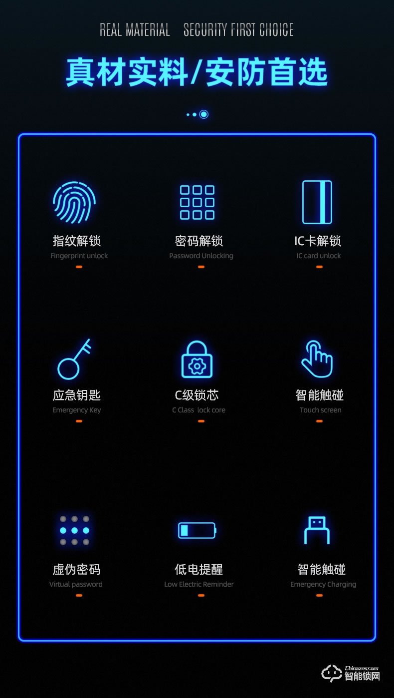 奥珀智能锁 AP-ZB701全自动指纹锁防盗门磁卡门锁